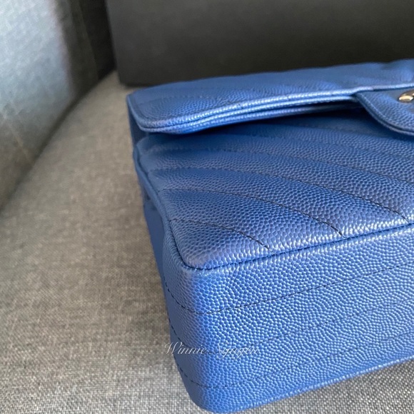 Like New Blue Chevron Small double flap in SHW - Picture 9 of 16